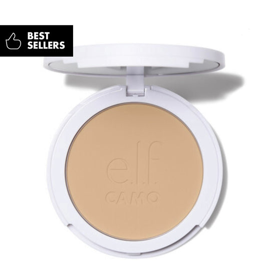 ELF Cosmetics- e.l.f Camo Powder Foundation, Lightweight, Primer-Infused Buildable & Long-Lasting Medium-to-Full Coverage Foundation