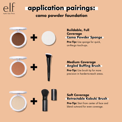 ELF Cosmetics- e.l.f Camo Powder Foundation, Lightweight, Primer-Infused Buildable & Long-Lasting Medium-to-Full Coverage Foundation