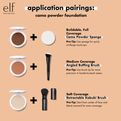 ELF Cosmetics- e.l.f Camo Powder Foundation, Lightweight, Primer-Infused Buildable & Long-Lasting Medium-to-Full Coverage Foundation