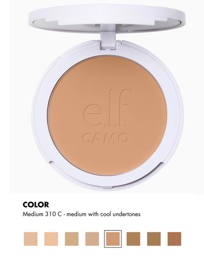 ELF Cosmetics- e.l.f Camo Powder Foundation, Lightweight, Primer-Infused Buildable & Long-Lasting Medium-to-Full Coverage Foundation