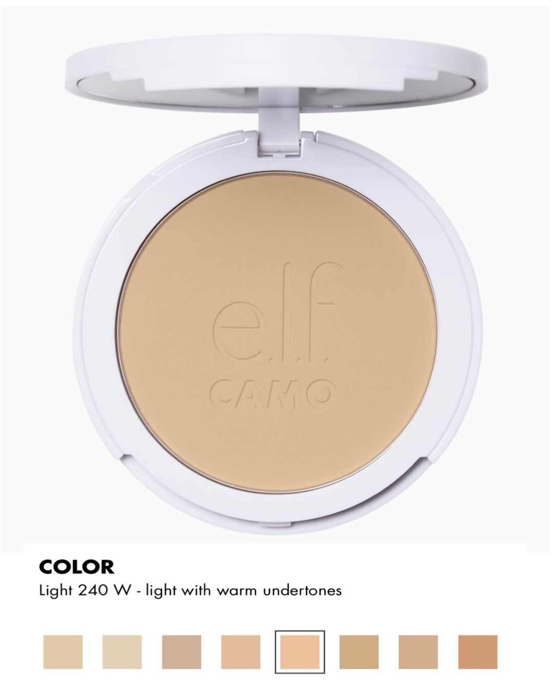 ELF Cosmetics- e.l.f Camo Powder Foundation, Lightweight, Primer-Infused Buildable & Long-Lasting Medium-to-Full Coverage Foundation