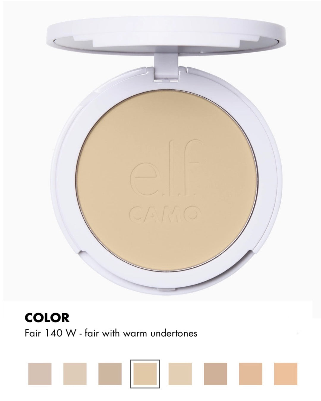 ELF Cosmetics- e.l.f Camo Powder Foundation, Lightweight, Primer-Infused Buildable & Long-Lasting Medium-to-Full Coverage Foundation