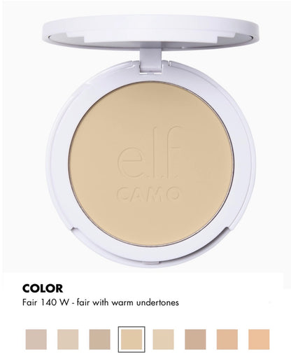 ELF Cosmetics- e.l.f Camo Powder Foundation, Lightweight, Primer-Infused Buildable & Long-Lasting Medium-to-Full Coverage Foundation