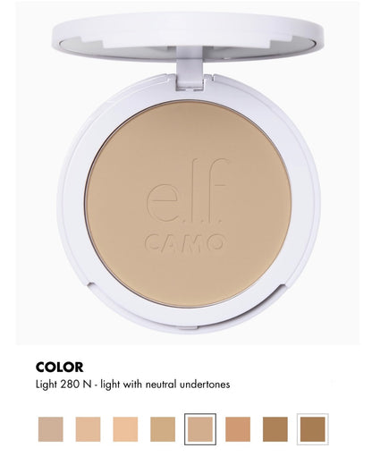 ELF Cosmetics- e.l.f Camo Powder Foundation, Lightweight, Primer-Infused Buildable & Long-Lasting Medium-to-Full Coverage Foundation