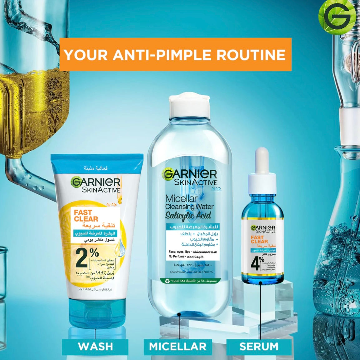 Garnier Fast Clear Anti-Acne Routine Bundle